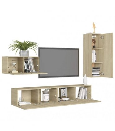 vidaXL 4 Piece TV Cabinet Set Sonoma Oak Engineered Wood