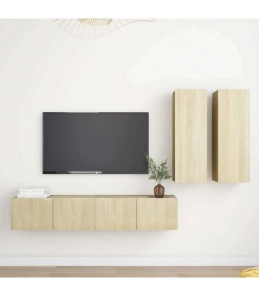 vidaXL 4 Piece TV Cabinet Set Sonoma Oak Engineered Wood