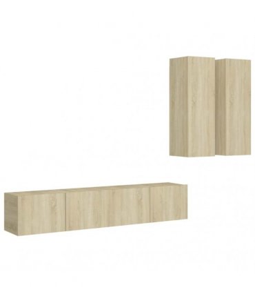 vidaXL 4 Piece TV Cabinet Set Sonoma Oak Engineered Wood