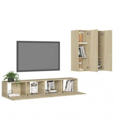 vidaXL 4 Piece TV Cabinet Set Sonoma Oak Engineered Wood