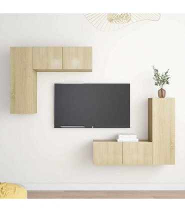 vidaXL 4 Piece TV Cabinet Set Sonoma Oak Engineered Wood