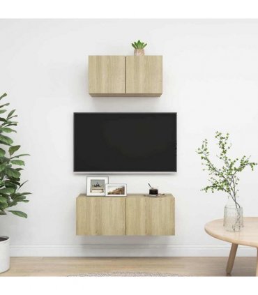 vidaXL 2 Piece TV Cabinet Set Sonoma Oak Engineered Wood