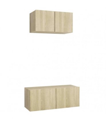vidaXL 2 Piece TV Cabinet Set Sonoma Oak Engineered Wood