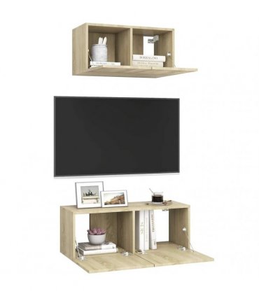 vidaXL 2 Piece TV Cabinet Set Sonoma Oak Engineered Wood
