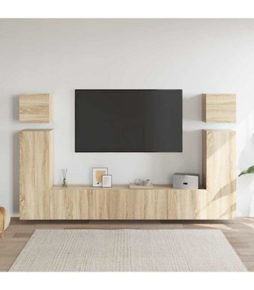 vidaXL 8 Piece TV Cabinet Set Sonoma Oak Engineered Wood