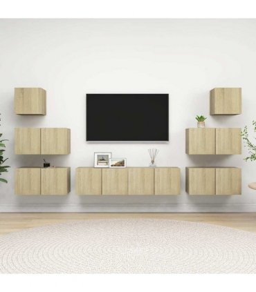 vidaXL 8 Piece TV Cabinet Set Sonoma Oak Engineered Wood