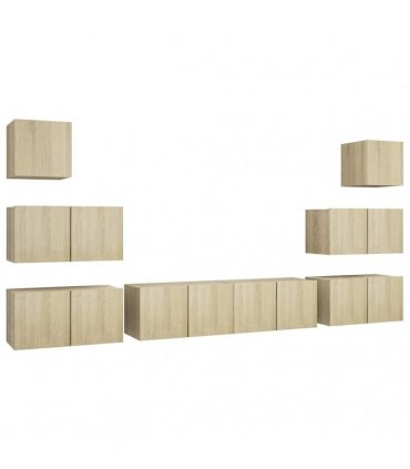 vidaXL 8 Piece TV Cabinet Set Sonoma Oak Engineered Wood