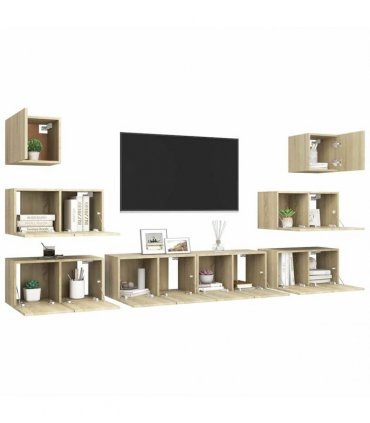 vidaXL 8 Piece TV Cabinet Set Sonoma Oak Engineered Wood