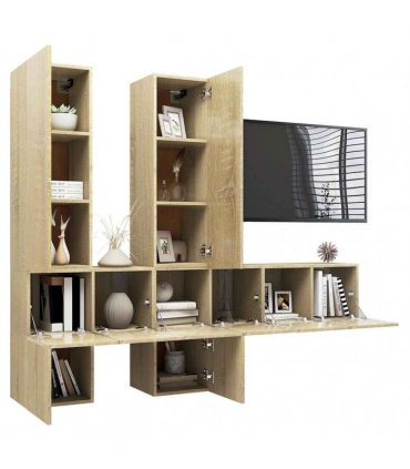 vidaXL 7 Piece TV Cabinet Set Sonoma Oak Engineered Wood