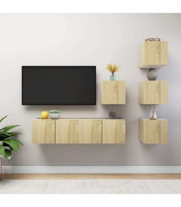 vidaXL 6 Piece TV Cabinet Set Sonoma Oak Engineered Wood
