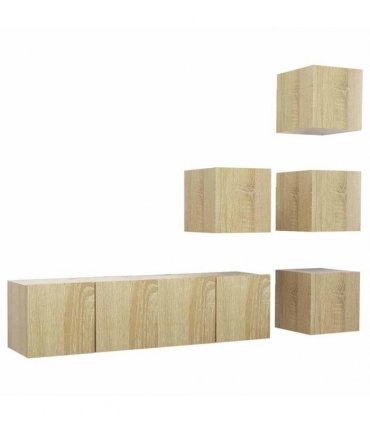 vidaXL 6 Piece TV Cabinet Set Sonoma Oak Engineered Wood