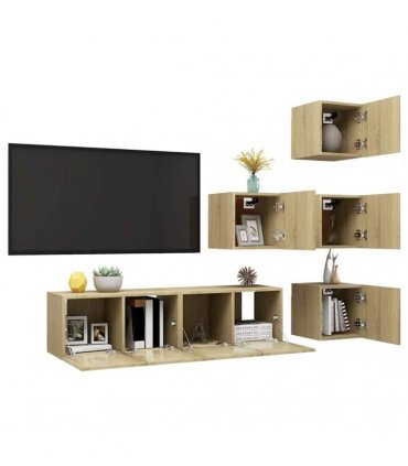 vidaXL 6 Piece TV Cabinet Set Sonoma Oak Engineered Wood