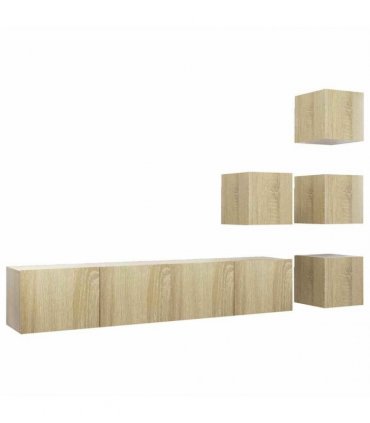 vidaXL 6 Piece TV Cabinet Set Sonoma Oak Engineered Wood