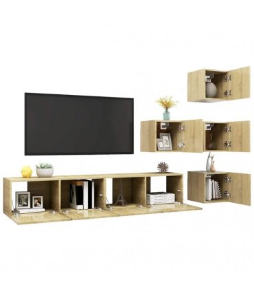 vidaXL 6 Piece TV Cabinet Set Sonoma Oak Engineered Wood