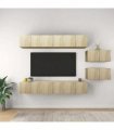 vidaXL 8 Piece Wall-mounted TV Cabinet Set Sonoma Oak Engineered Wood