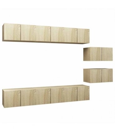 vidaXL 8 Piece Wall-mounted TV Cabinet Set Sonoma Oak Engineered Wood