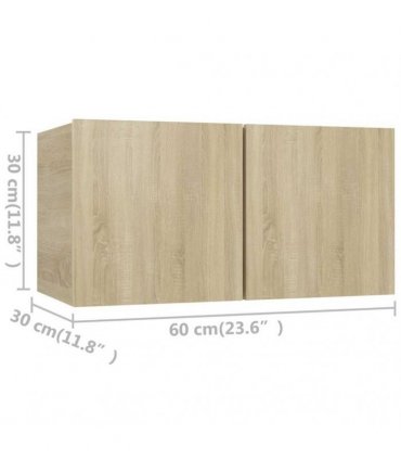 vidaXL 8 Piece Wall-mounted TV Cabinet Set Sonoma Oak Engineered Wood