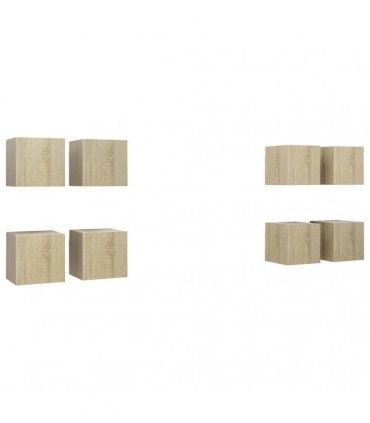 vidaXL 8 Piece Wall-mounted TV Cabinet Set Sonoma Oak 30,5x30x30 cm