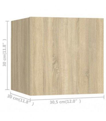 vidaXL 8 Piece Wall-mounted TV Cabinet Set Sonoma Oak 30,5x30x30 cm