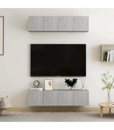 vidaXL 4 Piece TV Cabinet Set Concrete Grey 60x30x30 cm Engineered Wood