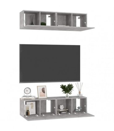 vidaXL 4 Piece TV Cabinet Set Concrete Grey 60x30x30 cm Engineered Wood
