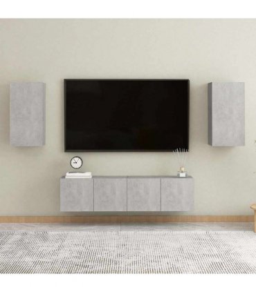vidaXL 4 Piece TV Cabinet Set Concrete Grey Engineered Wood