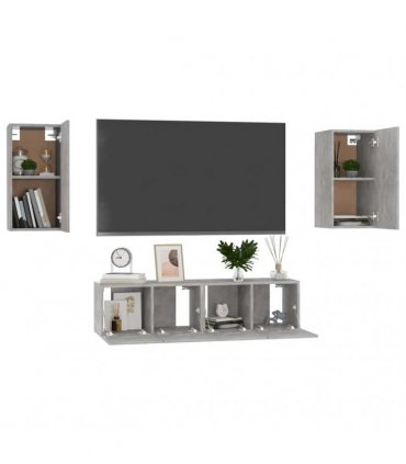vidaXL 4 Piece TV Cabinet Set Concrete Grey Engineered Wood