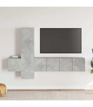 vidaXL 5 Piece TV Cabinet Set Concrete Grey Engineered Wood