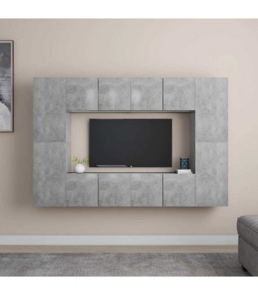 vidaXL 8 Piece TV Cabinet Set Concrete Grey Engineered Wood