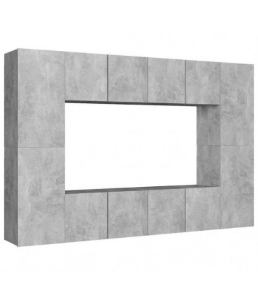 vidaXL 8 Piece TV Cabinet Set Concrete Grey Engineered Wood
