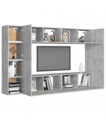 vidaXL 8 Piece TV Cabinet Set Concrete Grey Engineered Wood