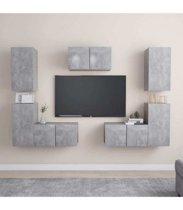 vidaXL 7 Piece TV Cabinet Set Concrete Grey Engineered Wood