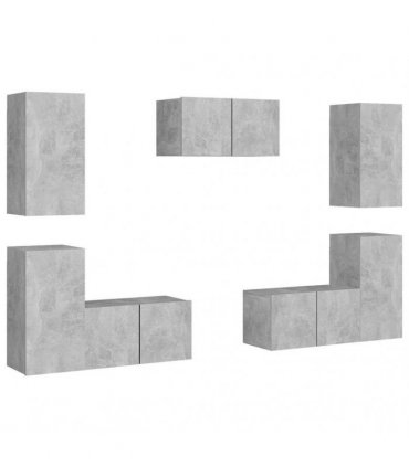 vidaXL 7 Piece TV Cabinet Set Concrete Grey Engineered Wood