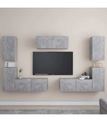 vidaXL 7 Piece TV Cabinet Set Concrete Grey Engineered Wood