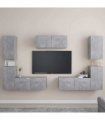 vidaXL 7 Piece TV Cabinet Set Concrete Grey Engineered Wood