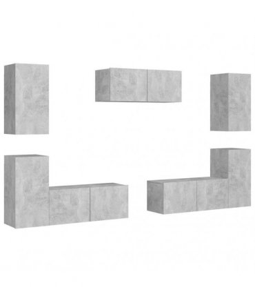vidaXL 7 Piece TV Cabinet Set Concrete Grey Engineered Wood