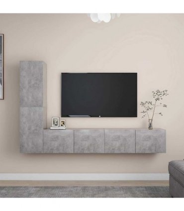 vidaXL 4 Piece TV Cabinet Set Concrete Grey Engineered Wood