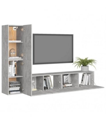 vidaXL 4 Piece TV Cabinet Set Concrete Grey Engineered Wood