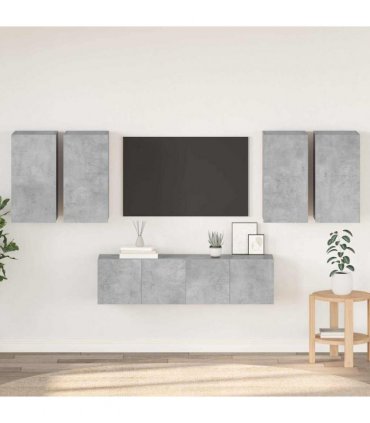 vidaXL 6 Piece TV Cabinet Set Concrete Grey Engineered Wood