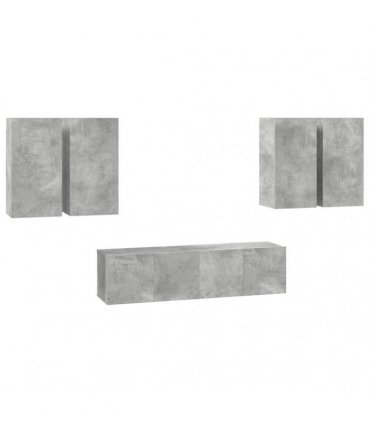 vidaXL 6 Piece TV Cabinet Set Concrete Grey Engineered Wood