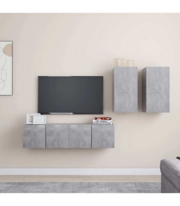 vidaXL 4 Piece TV Cabinet Set Concrete Grey Engineered Wood