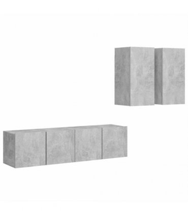vidaXL 4 Piece TV Cabinet Set Concrete Grey Engineered Wood
