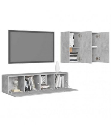 vidaXL 4 Piece TV Cabinet Set Concrete Grey Engineered Wood