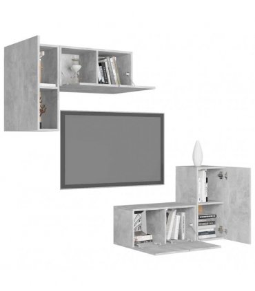 vidaXL 4 Piece TV Cabinet Set Concrete Grey Engineered Wood