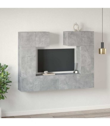 vidaXL 6 Piece TV Cabinet Set Concrete Grey Engineered Wood