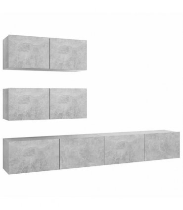 vidaXL 4 Piece TV Cabinet Set Concrete Grey Engineered Wood