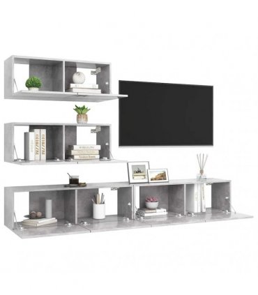 vidaXL 4 Piece TV Cabinet Set Concrete Grey Engineered Wood