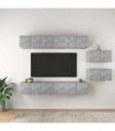 vidaXL 8 Piece Wall-mounted TV Cabinet Set Concrete Grey Engineered Wood
