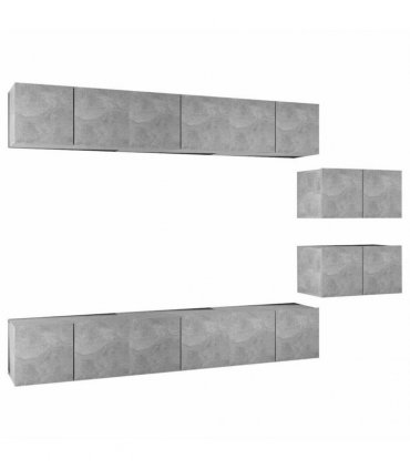 vidaXL 8 Piece Wall-mounted TV Cabinet Set Concrete Grey Engineered Wood