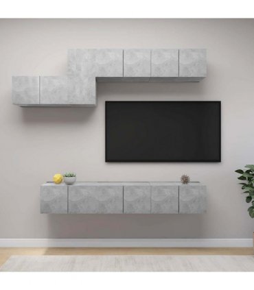 vidaXL 7 Piece TV Cabinet Set Concrete Grey Engineered Wood